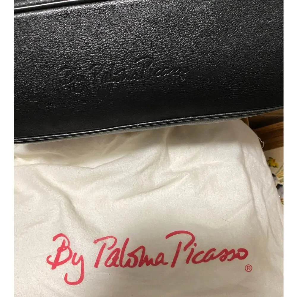 Vintage‎ Palomo Picasso Signature X Double Strap Black Leather Shoulder bag